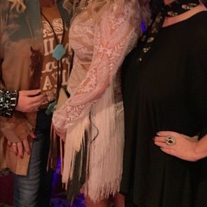 White/ shear fringe dress